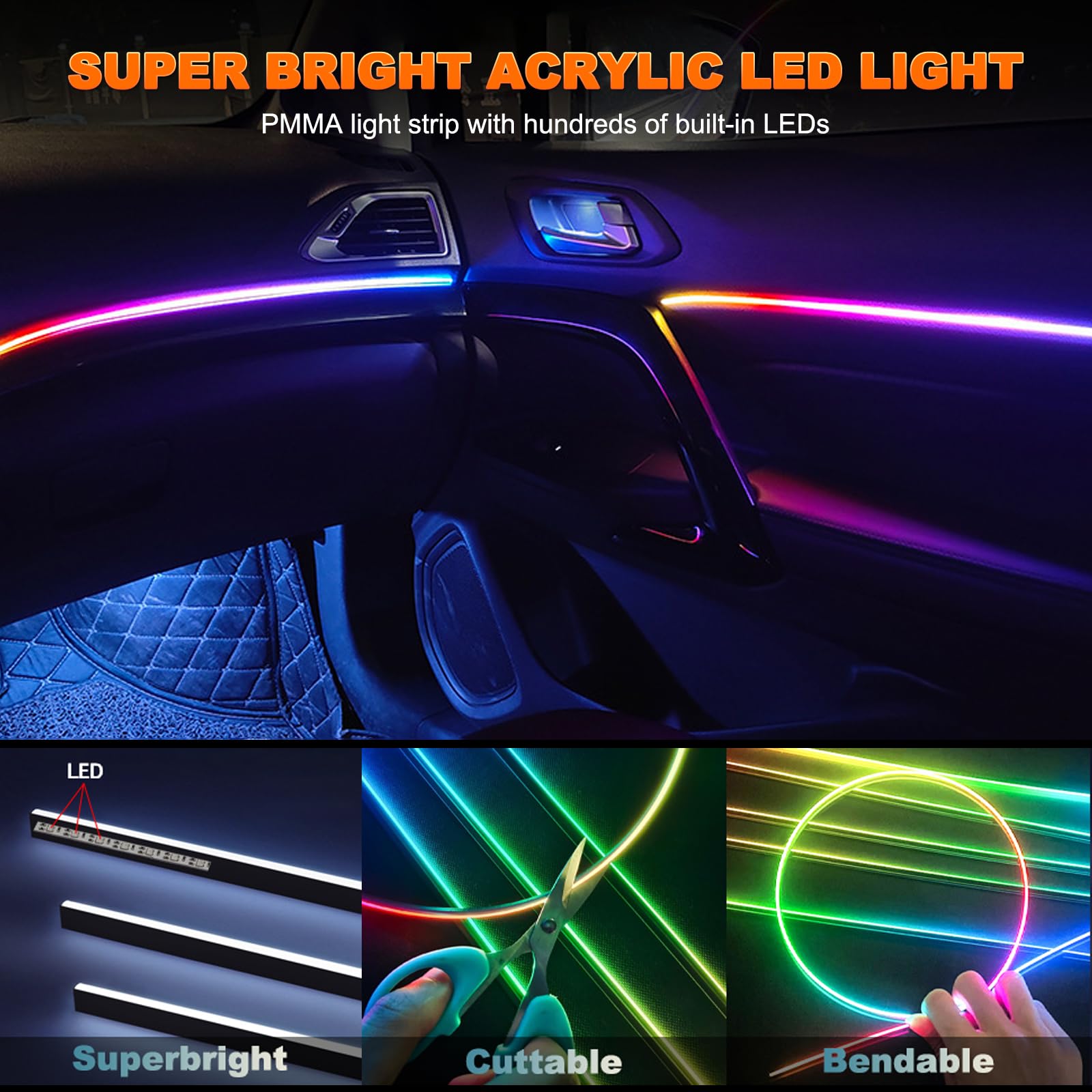 2IN1 Dynamic Neon Car Ambient  - đánh giá và giá Led Gaming Light Strip