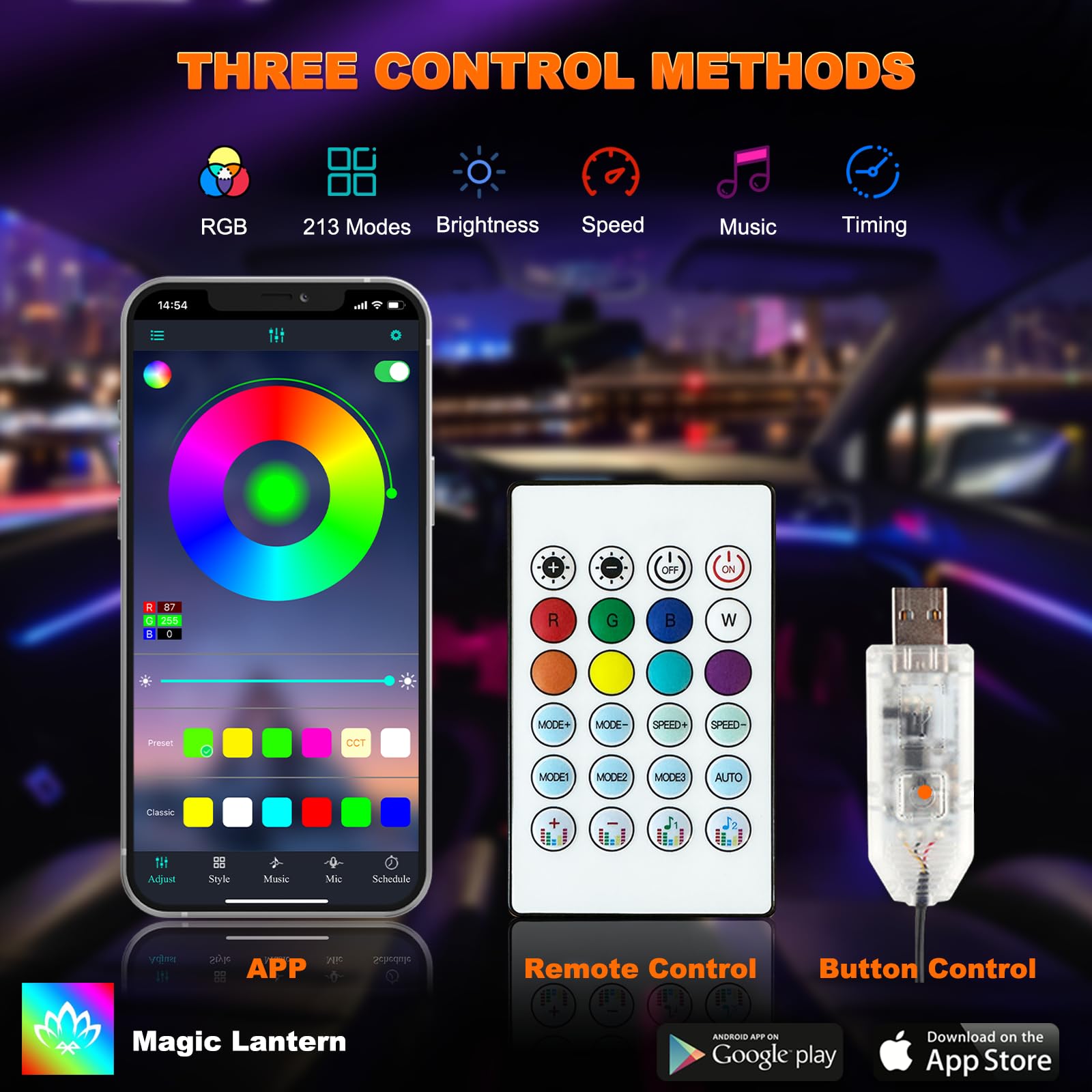 2IN1 Dynamic Neon Car Ambient  - đánh giá và giá Led Gaming Light Strip